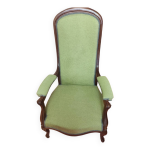 Fauteuil voltaire noyer fin xixe - vert
