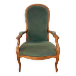 Fauteuil voltaire tissus velours vert fin xixe - dbut xxe sicle