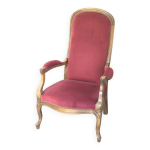 Fauteuil voltaire en velours rouge