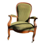 Fauteuil voltaire xix me sicle, en noyer d'poque louis philippe, rcemment recouvert.