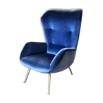 Fauteuil wingchair bergère années 50 60 bleu Fauteuil wingchair bergère années 50 60 bleu