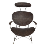 Fauteuil conçu par yuzuru yamakawa structure en métal. assise et dossier en rotin tressé. Fauteuil conçu par yuzuru yamakawa structure en métal. assise et dossier en rotin tressé.