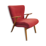 Fauteuil zig zag wing années 50 60 rose fushia Fauteuil zig zag wing années 50 60 rose fushia