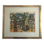 Fernand léger (d'ap. ) scène de cirque. c. 1980. photogravure encadrée Fernand léger (d'ap. ) scène de cirque. c. 1980. photogravure encadrée
