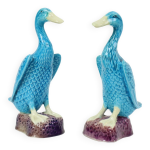 Figurine de canard vintage en porcelaine chinoise bleue, 12 cm Figurine de canard vintage en porcelaine chinoise bleue, 12 cm