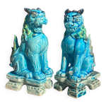 Figurines en cramique chien lion