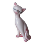 Figurine chat romantique au long cou en céramique rose, statuette chat 1970 Figurine chat romantique au long cou en céramique rose, statuette chat 1970