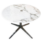 Florence knoll - table plateau rond marbre calacatta oro verde base chrome
