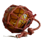 Flotteur de p�che vintage fran�ais en verre ambr�