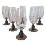 Fltes champagne pieds en verre marron fum
