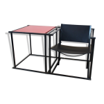 Fm62 chaise longue cubique en cuir et table assortie par radboud van beekum pour pastoe, design nerlandais ...