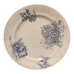 Franais grande assiette de service vintage, r. lafitte, terre de fer, salins