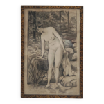 Fusain femme nue estampe encadrée Fusain femme nue estampe encadrée