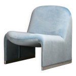 Giancarlo piretti alky lounge chair velours bleu ciel pour anonima castelli