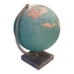 Globe terrestre mappemonde en verre vintage lumineux - 1940