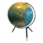 Globe terrestre taride vintage en tle annes 1960