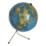 Globe vintage 1960 terrestre dor taride tripode mappemonde - 28 cm