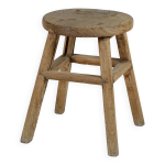 Gong - tabouret ancien chinois en orme, assise ronde n8