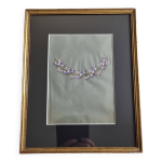 Gouache art déco 1930 prototype de collier floral encadré 23×28 cm Gouache art déco 1930 prototype de collier floral encadré 23×28 cm