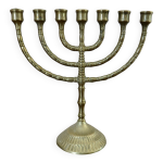 Grand bougeoir, chandelier, en bronze massif, 7 bougies, années 70, menorah Grand bougeoir, chandelier, en bronze massif, 7 bougies, années 70, menorah