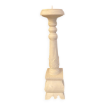 Grand bougeoir de table chandelier en bois patine blanc pour bougie ronde Grand bougeoir de table chandelier en bois patine blanc pour bougie ronde