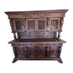 Grand buffet deux - corps en chne sculpt, style renaissance, xix sicle