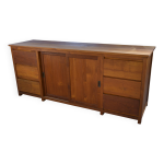 Grand buffet en teck 6 tiroirs et 2 portes coulissantes