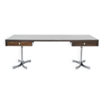 Grand bureau en palissandre italie 1960 trau arredamenti metallici spa
