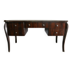 Un grand bureau en palissandre style art dco 5 tiroirs et motifs