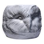 Grand cache pot tte de chouette faence blanche italienne vintage