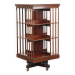 Grand carrousel � livres anglais antique en bois avec base en fonte