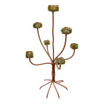 Grand chandelier design 6 branches en fer forg et verre.