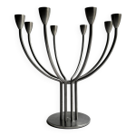 Grand chandelier en mtal bross 8 bougies, k. hagberg design 1970