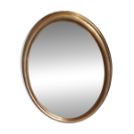 Grand et élégant miroir doré ovale avec sa glace biseauté Grand et élégant miroir doré ovale avec sa glace biseauté