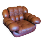 Grand fauteuil de salon en cuir italien d'après rino maturi, années 1970 Grand fauteuil de salon en cuir italien d'après rino maturi, années 1970