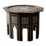 Grand guéridon ottoman en ébène et nacre xixeme Grand guéridon ottoman en ébène et nacre xixeme