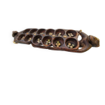 Grand jeu vintage awale oware en bois sculpt  la main, nigria, annes 1980