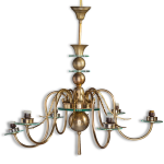 Grand lustre 6 lumières avec coupelles en verre Grand lustre 6 lumières avec coupelles en verre