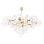 Grand lustre en laiton dor et boules dcoratives. annes 1970.