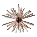 Grand lustre vintage  spoutnik  - 50 prismes roses