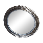 Grand miroir brutaliste type soleil, rond, fait main - art populaire