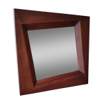 Grand miroir carré bois exotique 100x100 cm - design élégant scandinave Grand miroir carré bois exotique 100x100 cm - design élégant scandinave
