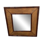 Grand miroir en faux bambou et cuir Grand miroir en faux bambou et cuir