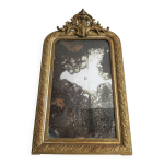 Grand miroir louis philippe � fronton ancien au mercure, hauteur 107cm, vintage