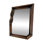 Grand miroir mural en bois sculpture ondulée et patine naturelle Grand miroir mural en bois sculpture ondulée et patine naturelle
