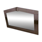 Grand miroir mural de style art dco, verre rose et transparent  facettes