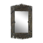Grand miroir rectangulaire style brutaliste métal sur bois signé ely, ely creazioni. années 70 Grand miroir rectangulaire style brutaliste métal sur bois signé ely, ely creazioni. années 70