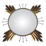 Grand miroir soleil oeil de sorcire laiton / mtal 1970
