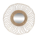 Grand miroir soleil en rotin