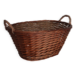 Grand panier en osier fonc vintage avec anses